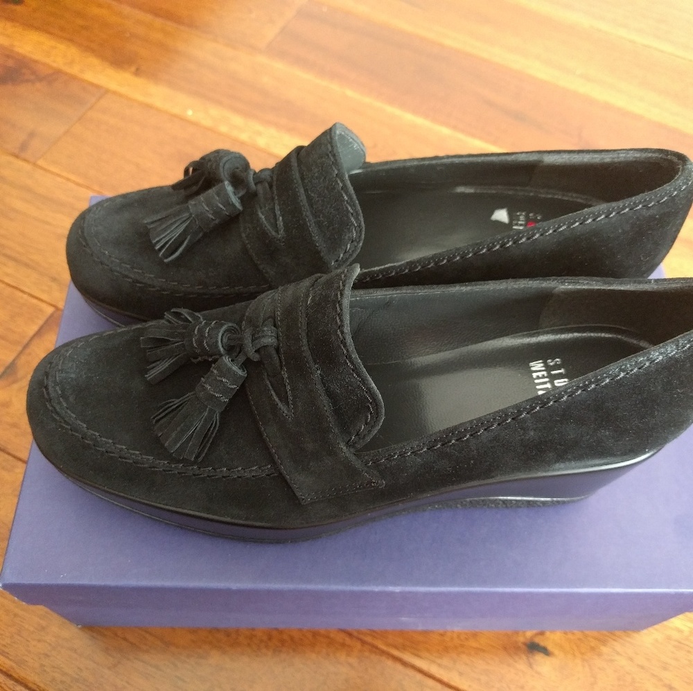 Black suede loafers